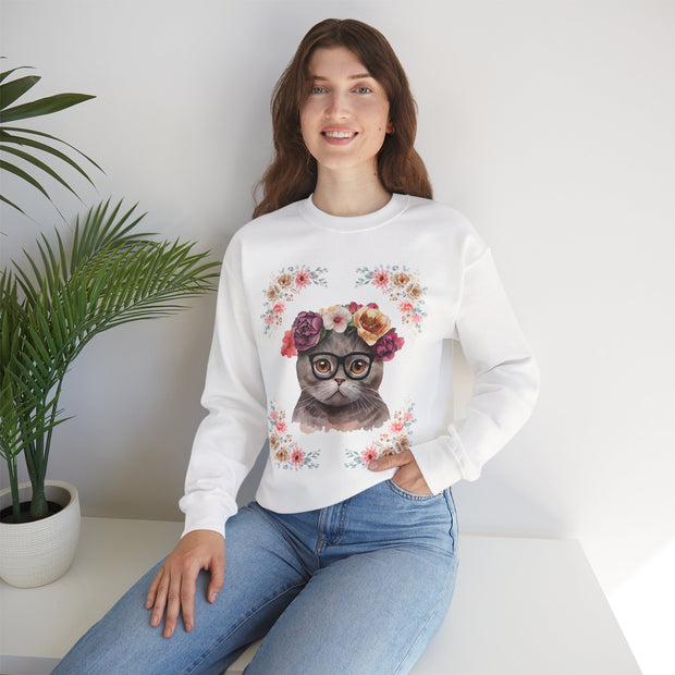 Geeky Goddess Dark Gray Cat Unisex Crewneck Sweatshirt