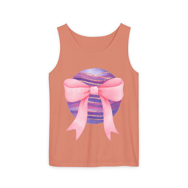 Pink/Purple Planet Wrapped In Bow Unisex Tank Top