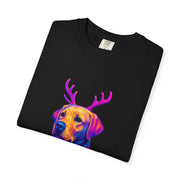 Labrador Retriever with Reindeer Antlers T-Shirt | Neon Holiday Sweater Dog