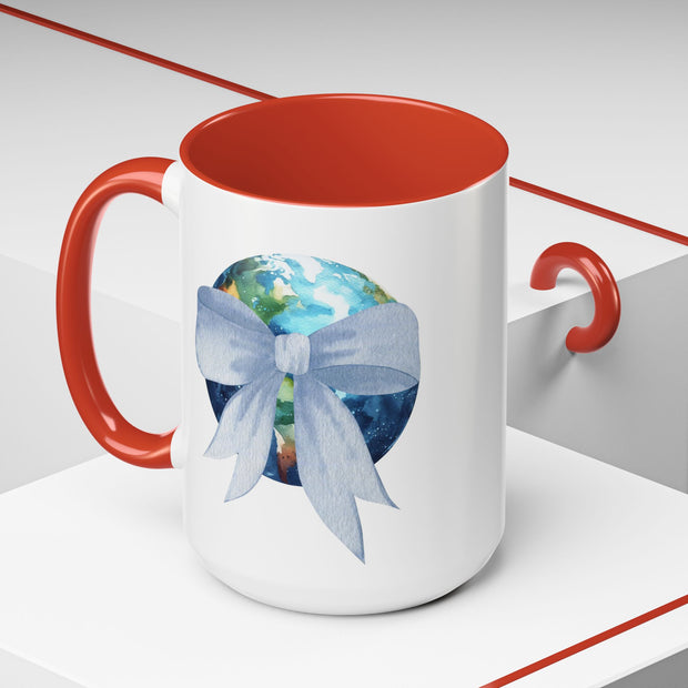 Earth Wrapped In A Bow Accent Coffee Mug