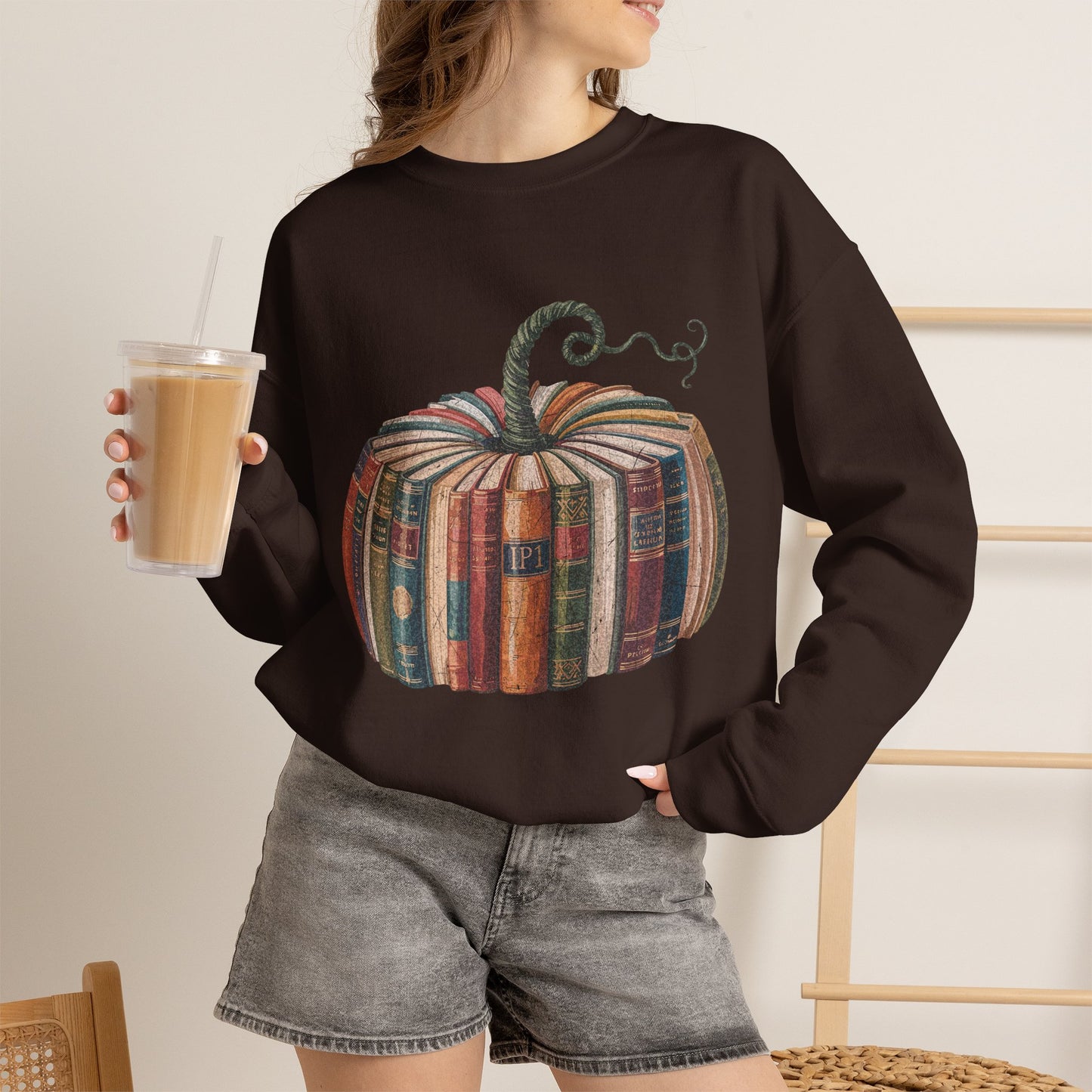 Patchwork Pumpkin Crewneck Sweatshirt | Fall Plaid Pumpkin Shirt