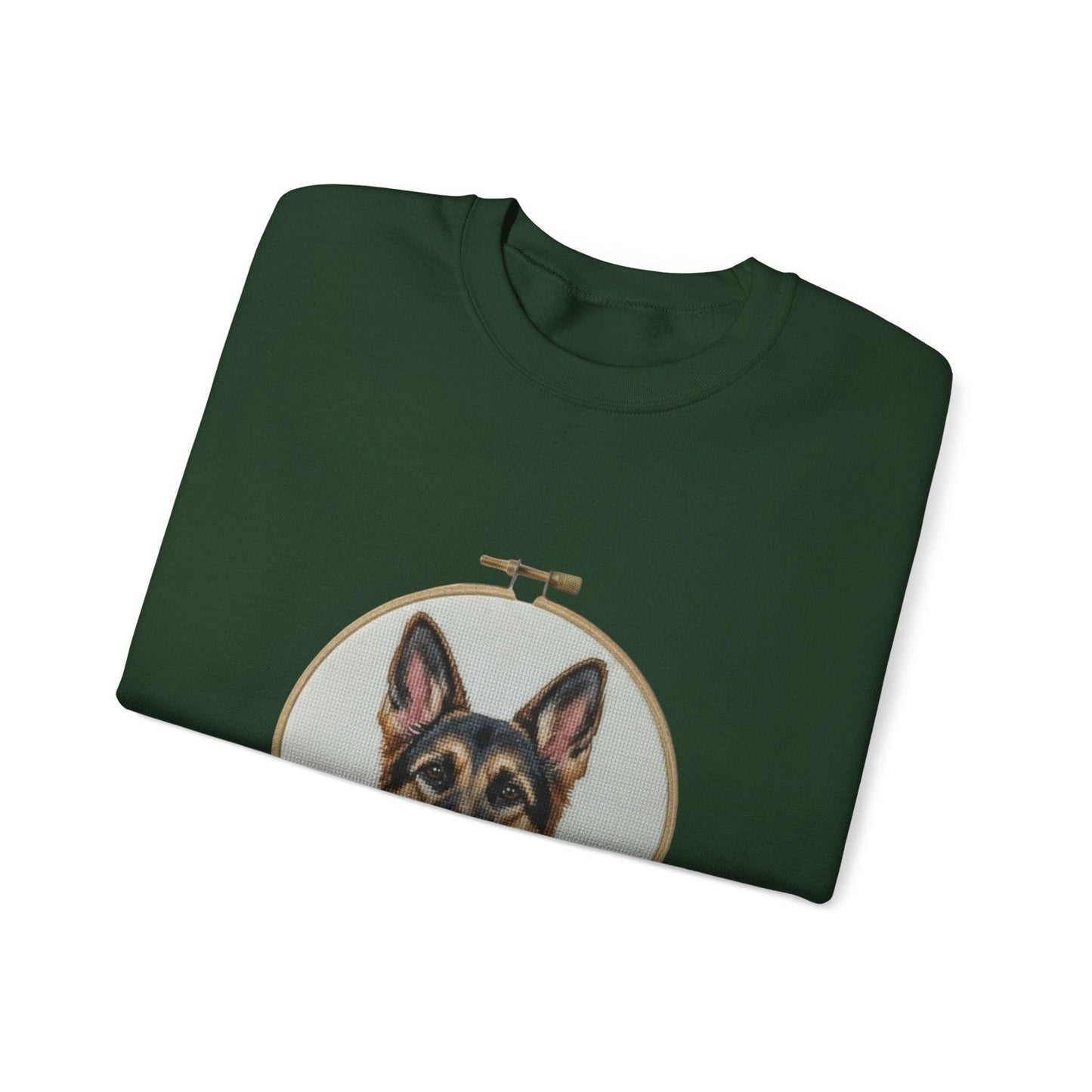German Shepherd Portrait Embroidery Hoop Sweatshirt | Floral Dog Face