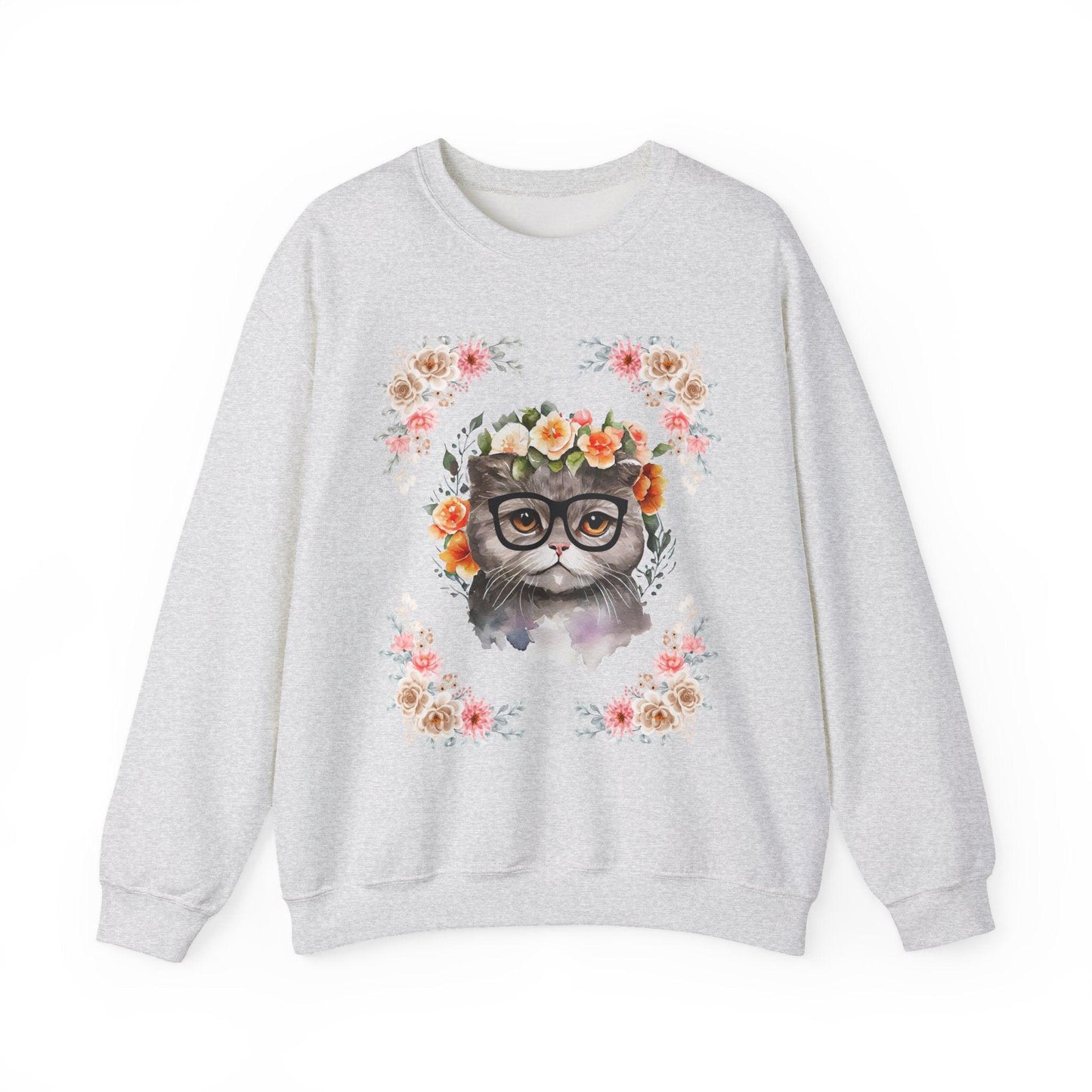 Geek Goddess Gray Cat Unisex Crewneck Sweatshirt