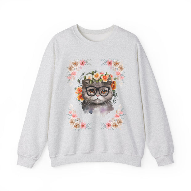 Geek Goddess Gray Cat Unisex Crewneck Sweatshirt