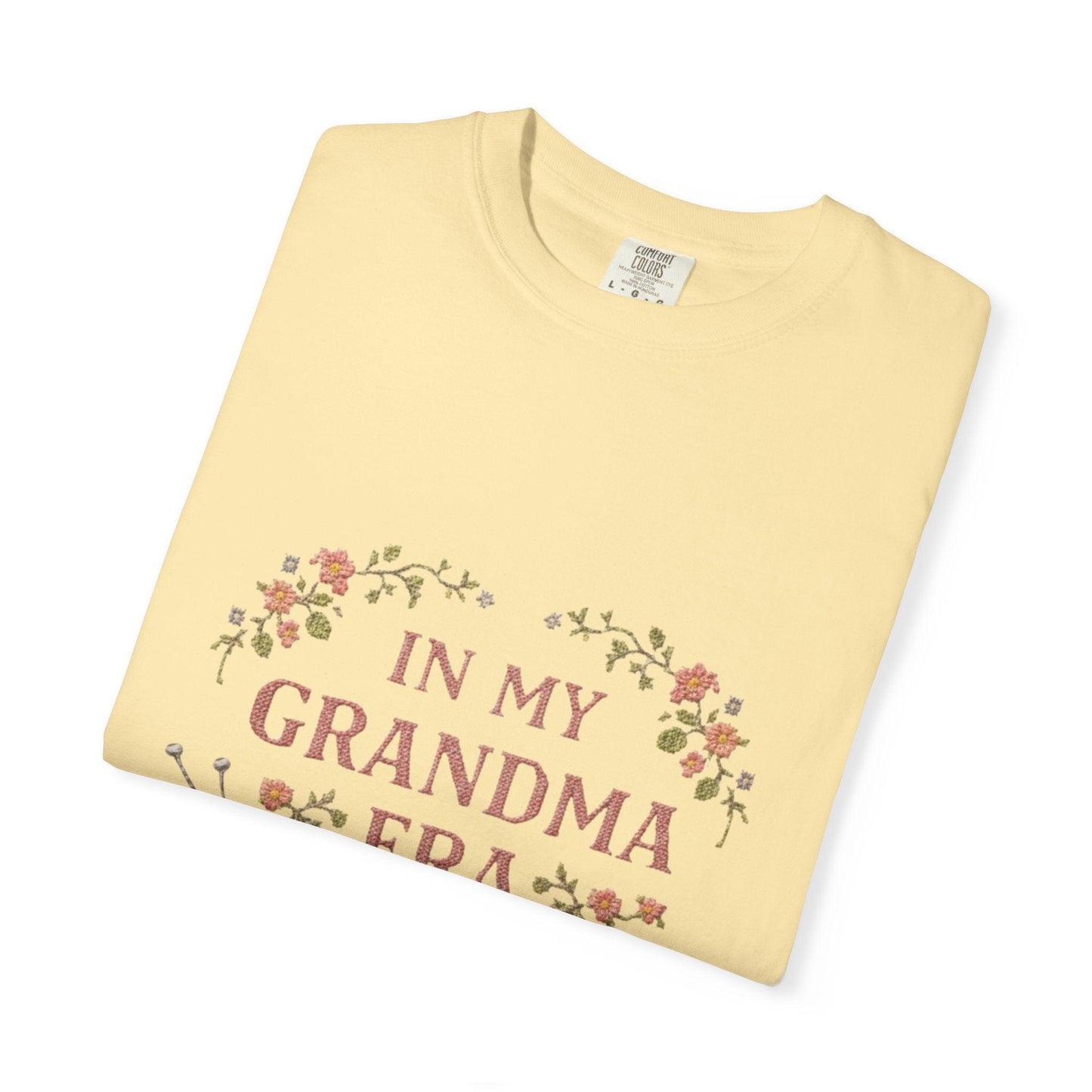 In My Grandma Era knitting balls glasses T-shirt | vintage floral knit design
