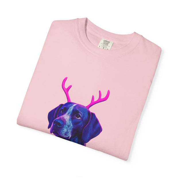 Neon Reindeer German Shorthaired Pointer T-Shirt | Festive Sweater Pup Holiday Tee