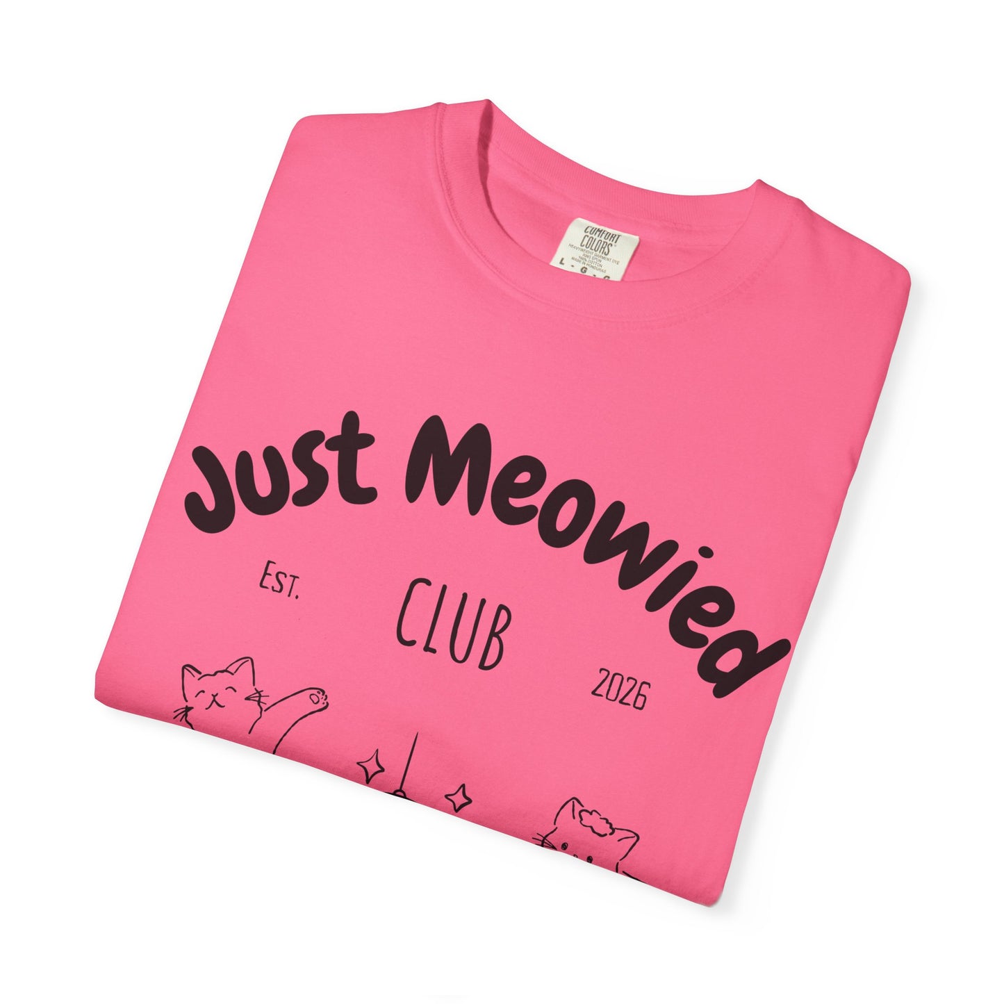 Just Married Cat Wedding Shirt Newlywed Couple Matching T-Shirt Comfort Colors Mr And Mrs Tee Just Meowied Honeymoon Gift For Bride Groom