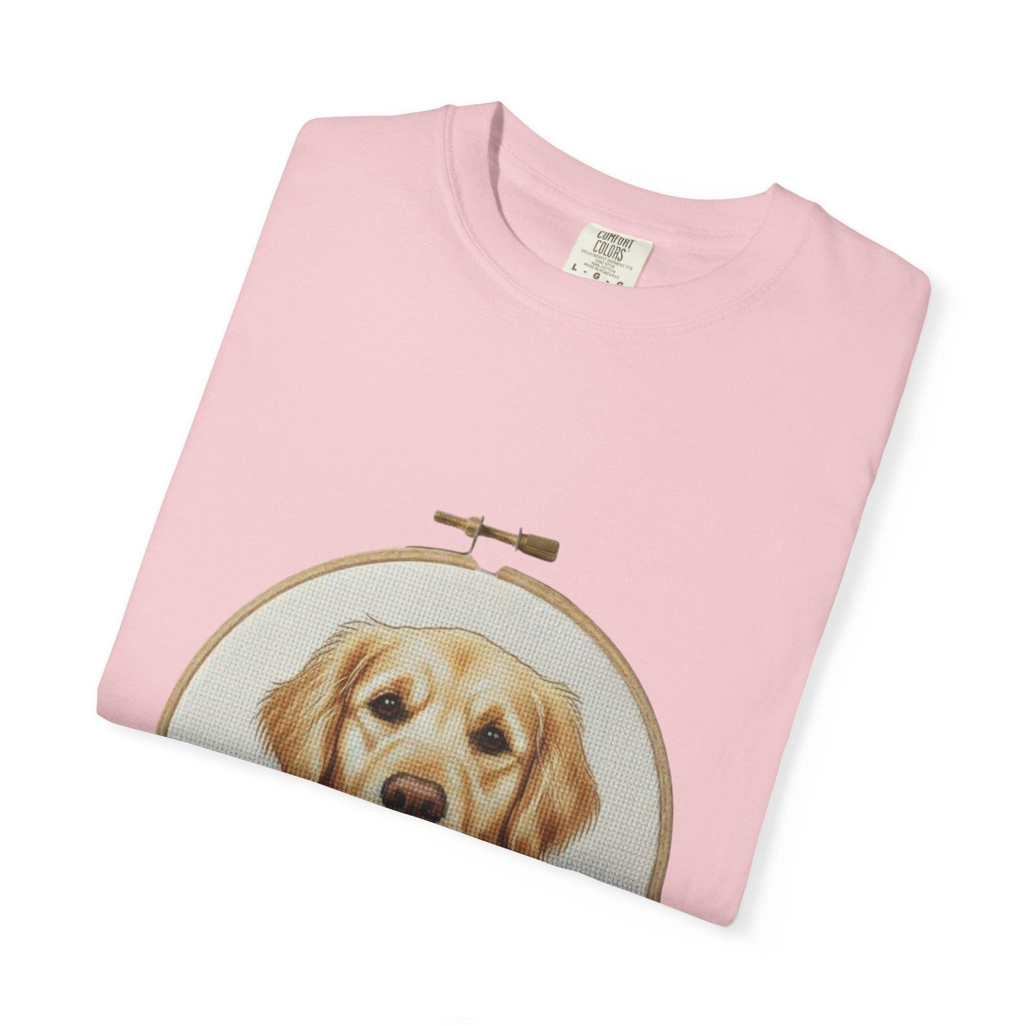 Golden Retriever Portrait T-Shirt | Embroidery Hoop Dog Art
