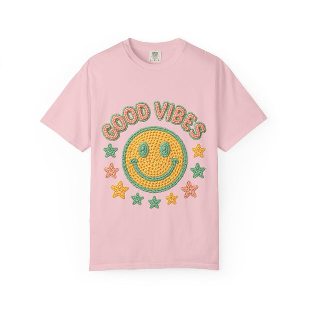 Good Vibes T-Shirt, Unisex Garment-Dyed Tee, Positive Vibe Shirt, Casual Wear, Gift for Friends, Summer Style