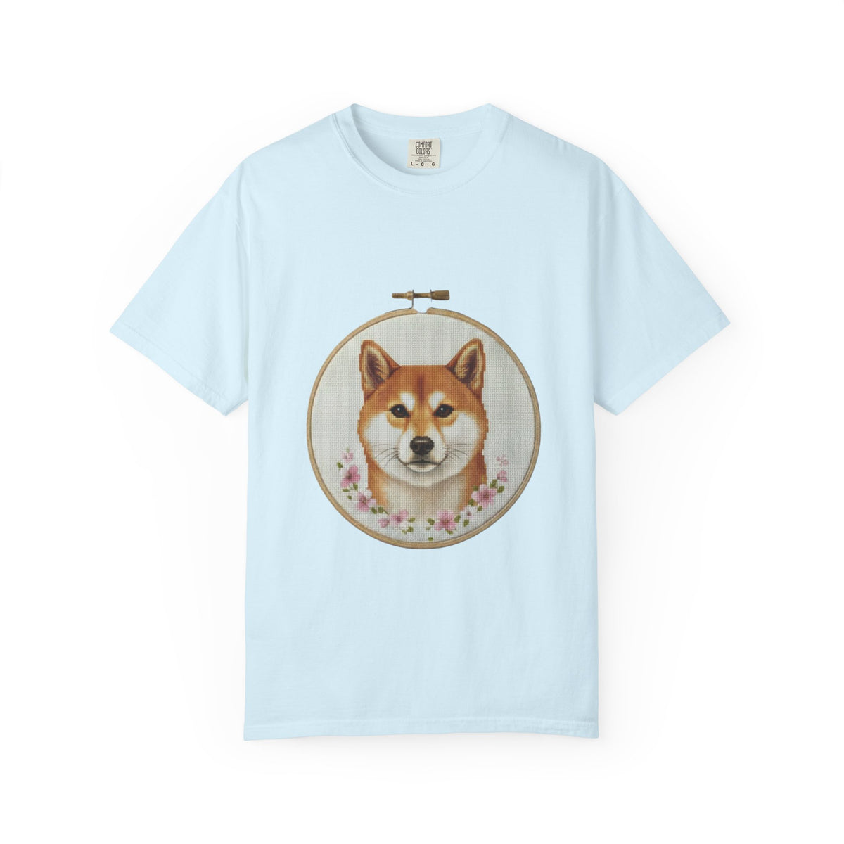 Shiba Inu Sweatshirt, Shiba Mom Gift, Vintage Cross Stitch Dog, Embroidered Floral Crewneck