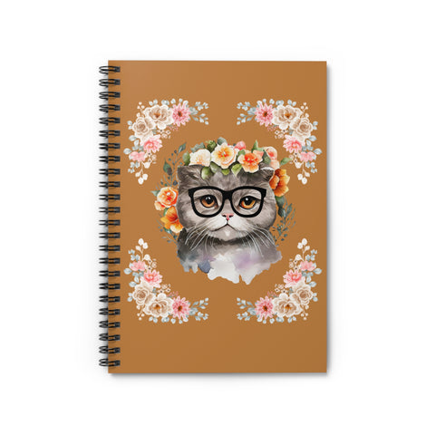 Geeky Goddess Gray Cat Spiral Notebook