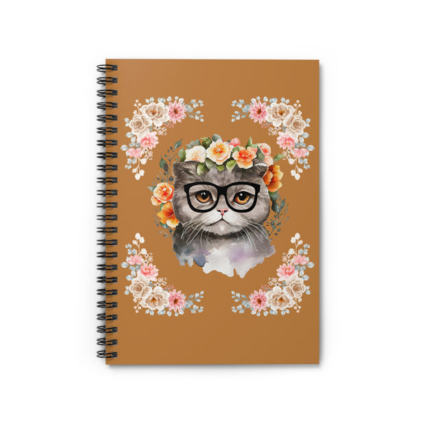 Geeky Goddess Gray Cat Spiral Notebook