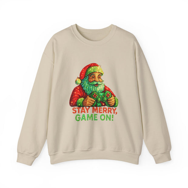 Santa with Game Controller Sweatshirt | Stay Merry Game On Christmas