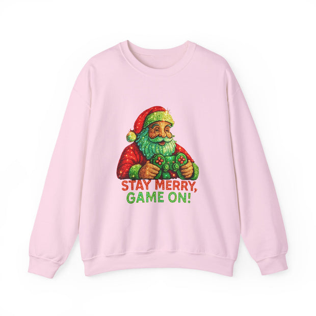 Santa with Game Controller Sweatshirt | Stay Merry Game On Christmas