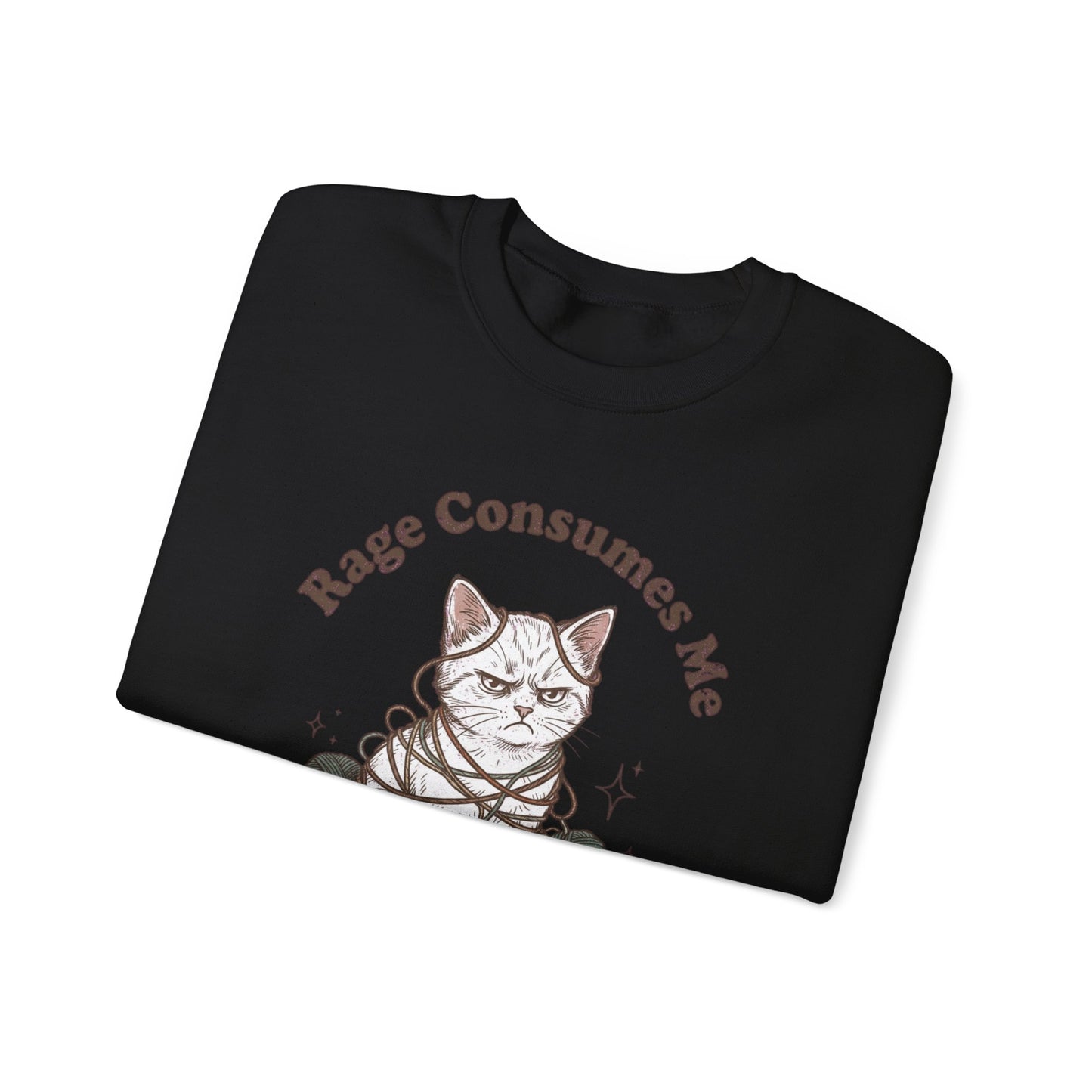 Rage Consumes Me Crochet Cat Shirt, Funny Knitting Tee, Grandma Hobbies Sweatshirt
