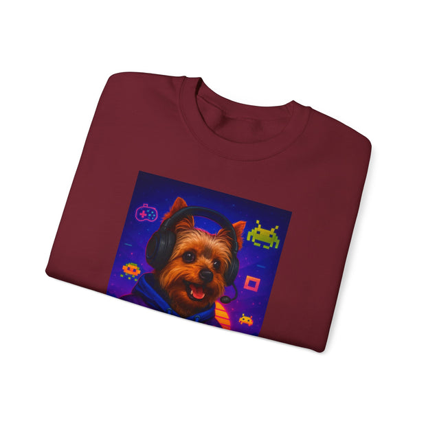 Gaming Yorkie Controller Sweatshirt | Gamer Yorkshire Terrier graphic crewneck