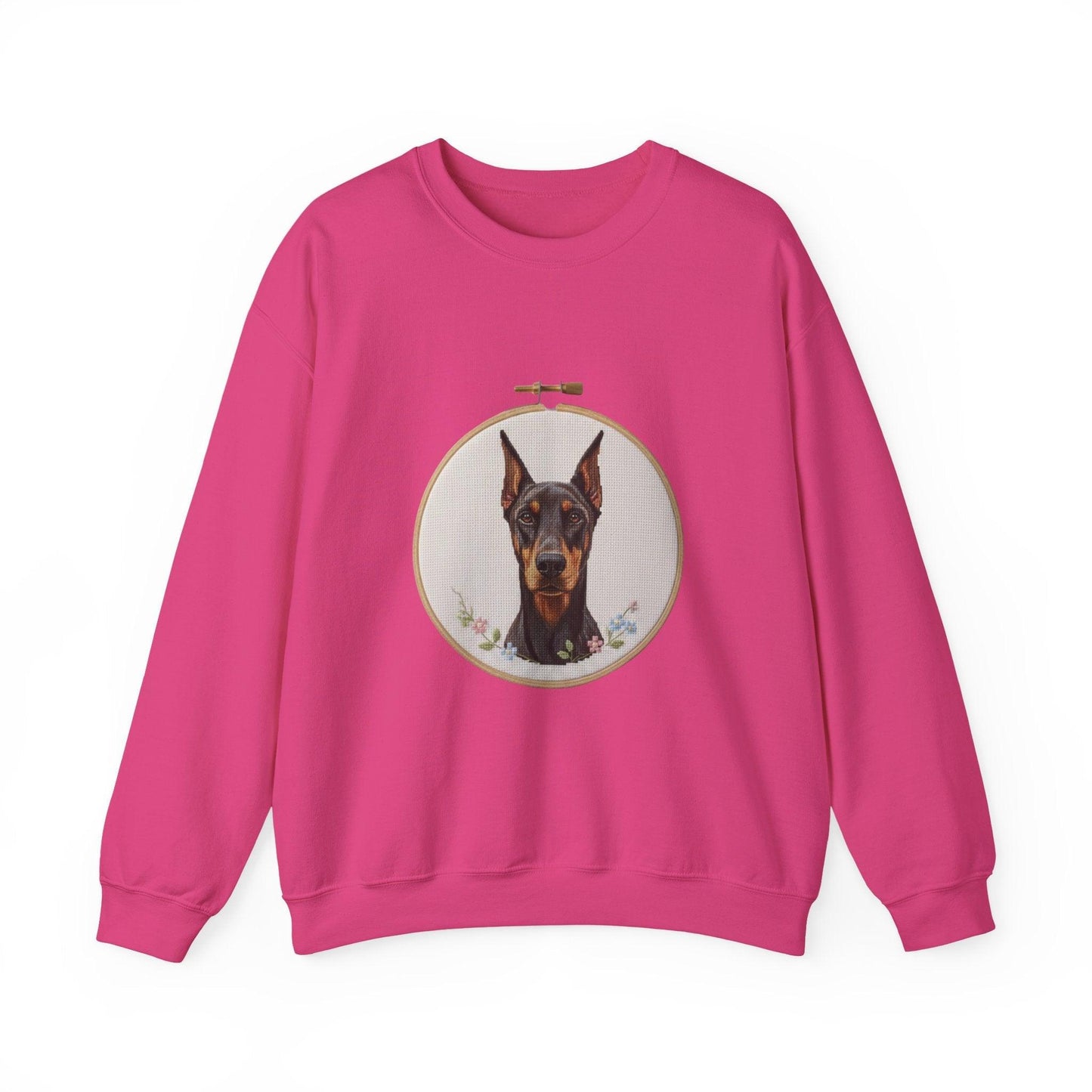 Doberman Portrait Embroidery Hoop Sweatshirt | Dog Face Crewneck