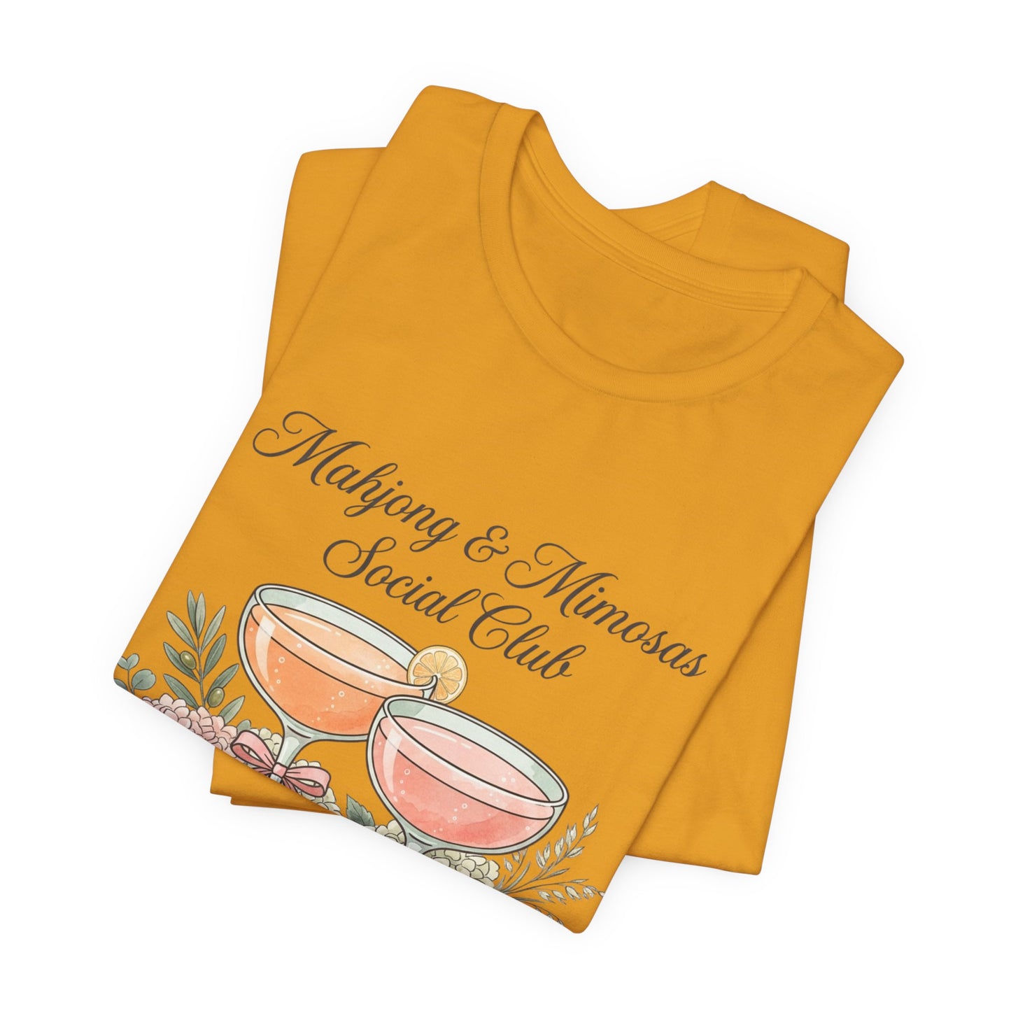 Mahjong & Mimosas Shirt, Mahjong Social Club Tee, Pastel Mahjong Graphic T-Shirt, Brunch Club Gift for Her