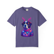 Saint Bernard in Reindeer Antlers T-Shirt | Holiday Dog Sweater Design