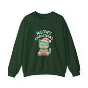 Meowy Christmas Sweatshirt, Cozy Cat Crewneck, Cat Lover Gift, Holiday Apparel, Winter Fashion