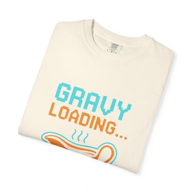 Gravy Loading Unisex Tee, Funny Foodie T-Shirt for Thanksgiving, Casual Wear, Gamer Gift, Comfort Fit