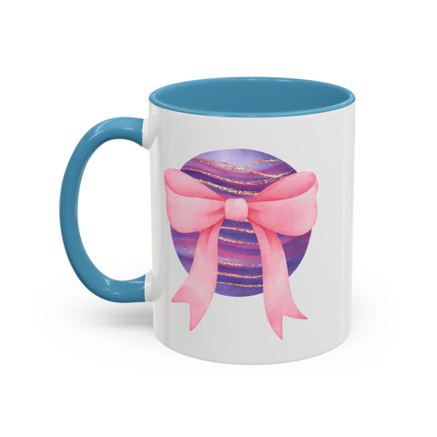Pink/Purple Planet Wrapped In A Bow Accent Coffee Mug