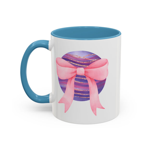 Pink/Purple Planet Wrapped In A Bow Accent Coffee Mug