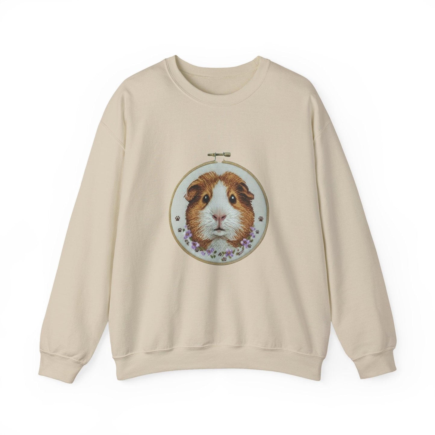 Guinea Pig Portrait Crewneck Sweatshirt | Embroidery Hoop Style