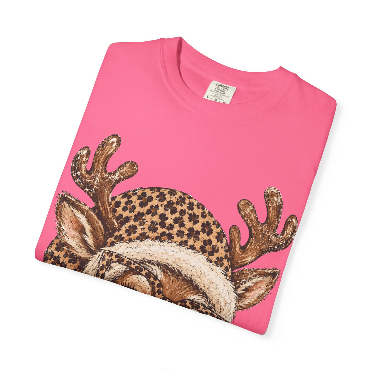 Leopard Reindeer Christmas Shirt, Retro Reindeer Tee, Cheetah Print Holiday Shirt, Cute Christmas T-Shirt, Reindeer Gift for Her