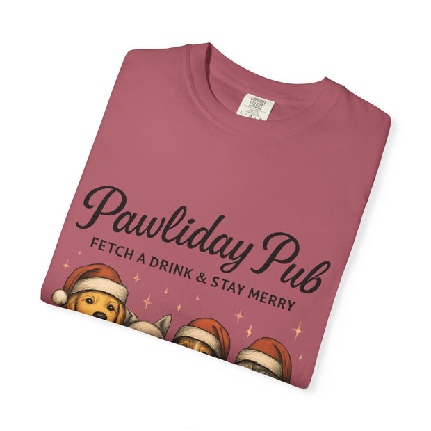 Pawdility Pub Holiday T-Shirt, Dog Lover Gift, Festive Pet Apparel, Cute Animal Tee, Merry Christmas Shirt, Pet-Themed Tee