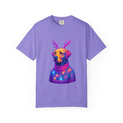 Labrador Retriever with Reindeer Antlers T-Shirt | Neon Holiday Sweater Dog