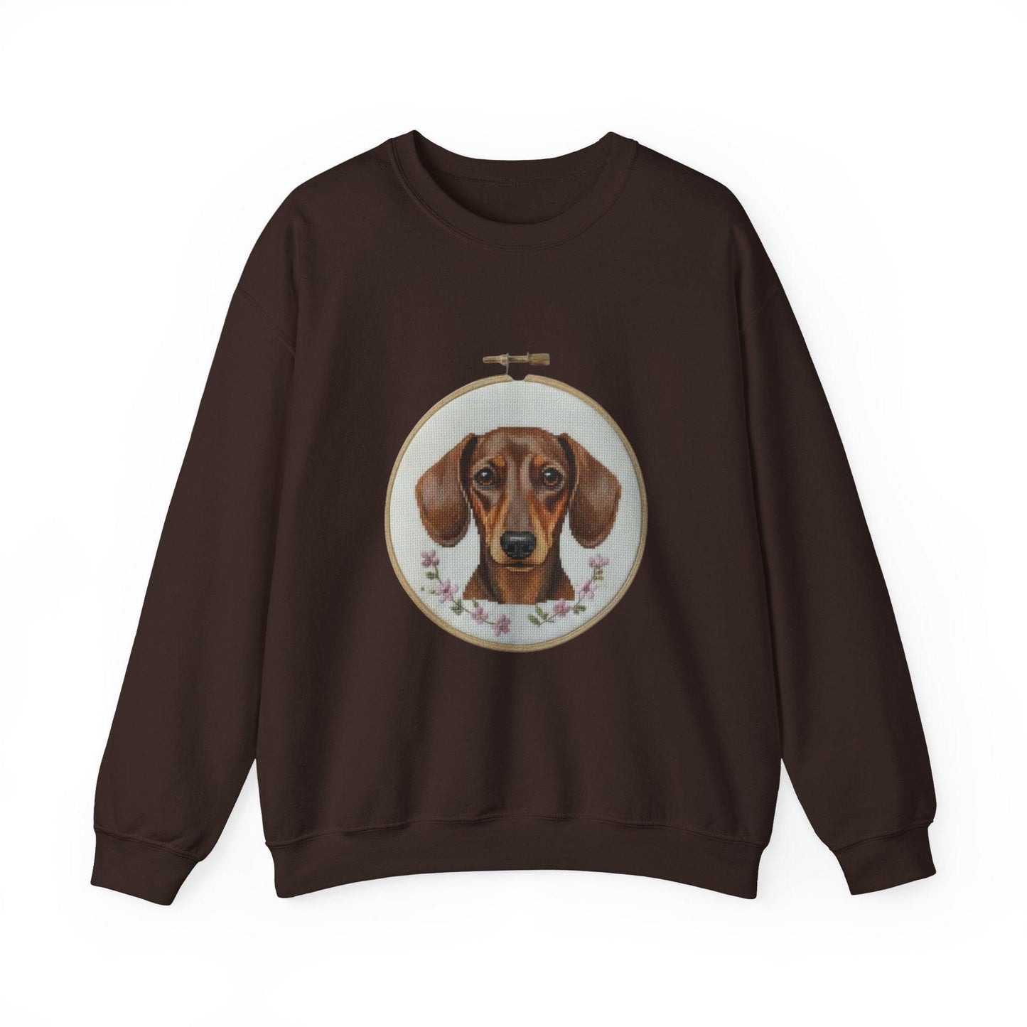 Dachshund Portrait Sweatshirt | Embroidery Hoop Dog Art, Cute Wiener Dog