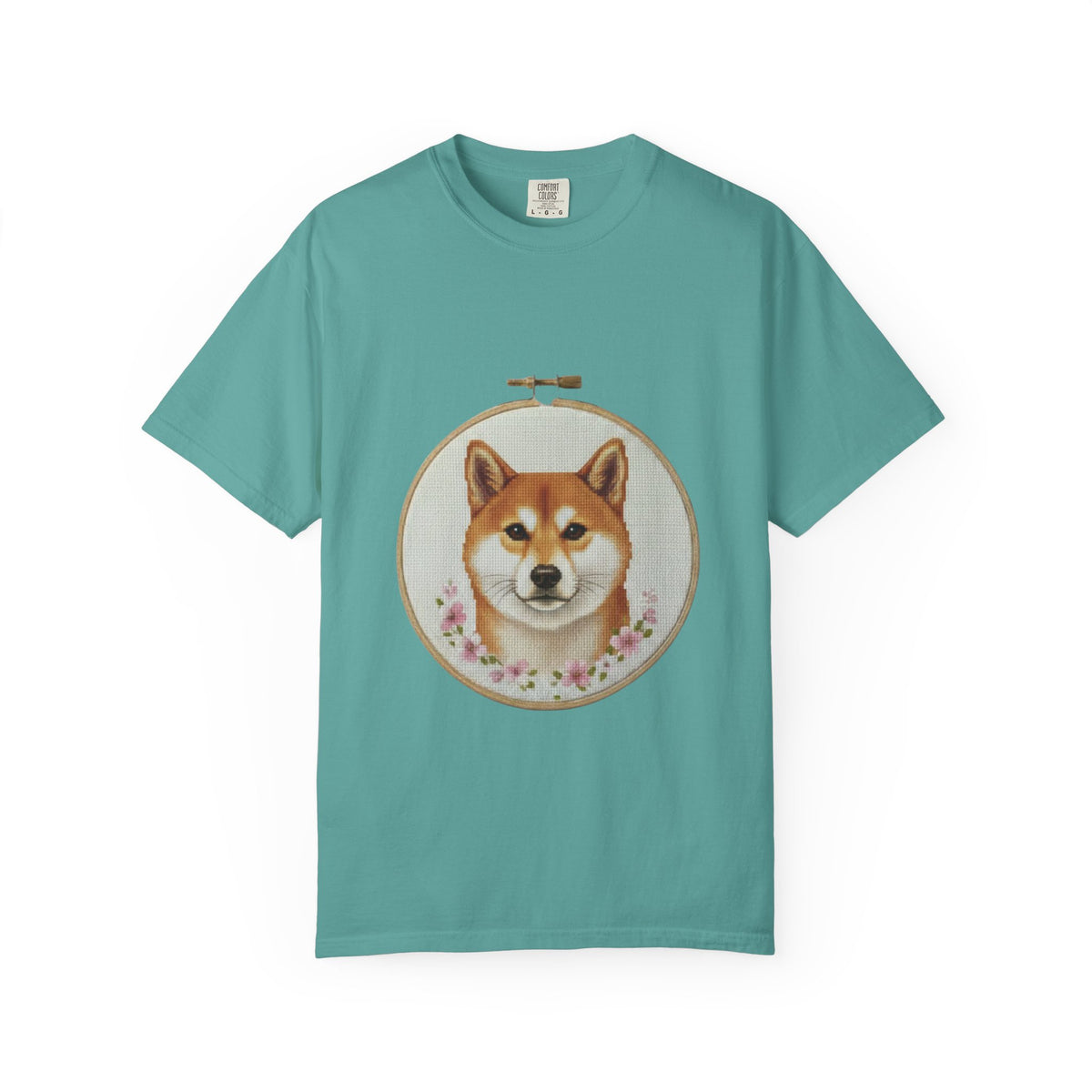 Shiba Inu Sweatshirt, Shiba Mom Gift, Vintage Cross Stitch Dog, Embroidered Floral Crewneck