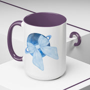 Blue Saturn Wrapped In A Blue Bow Accent Coffee Mug