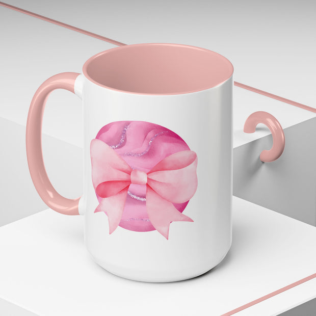 Pink Planet Wrapped In A Bow Accent Coffee Mug