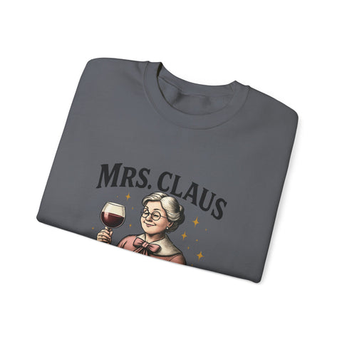 Mrs. Claus Wine Club Sweatshirt - Cozy Gift for Wine Lovers, Holiday Apparel, Funny Christmas Sweatshirt, Sip Happens Fashion