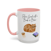 'Feline Good With A Book & Brew' Accent Coffee Mug