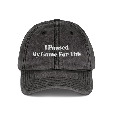 'I Paused My Game For This' Vintage Embroidered Cap