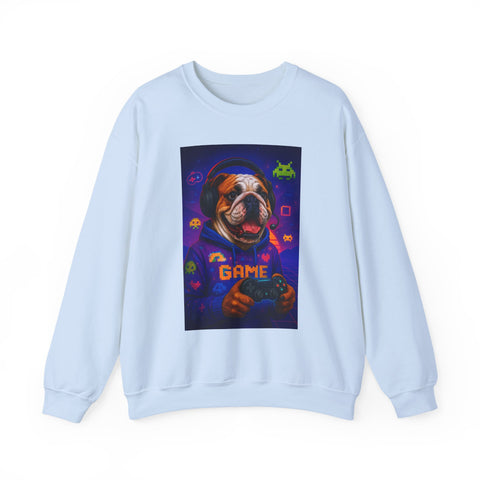 Gaming Dog Crewneck Sweatshirt, Cozy Gamer Gift, Unisex Sweatshirt, Video Game Lover Apparel, Fun Dog Design Sweatshirt