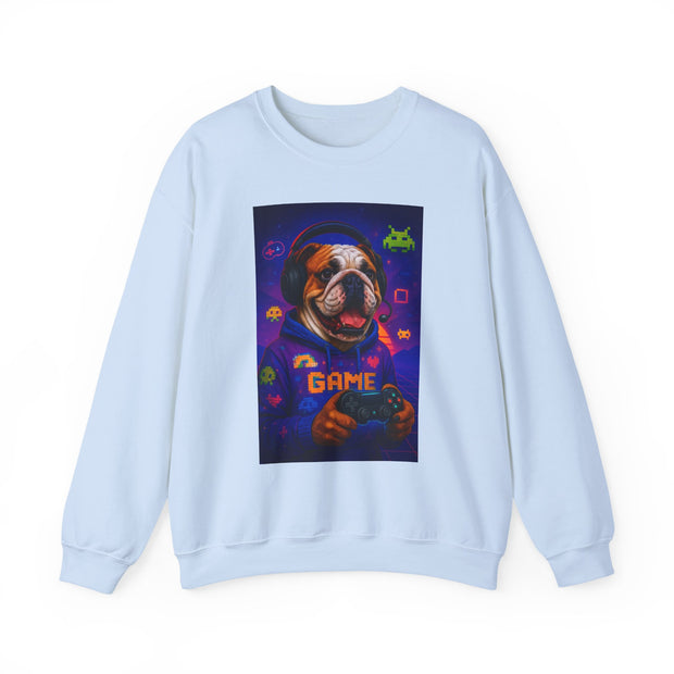 Gaming Dog Crewneck Sweatshirt, Cozy Gamer Gift, Unisex Sweatshirt, Video Game Lover Apparel, Fun Dog Design Sweatshirt
