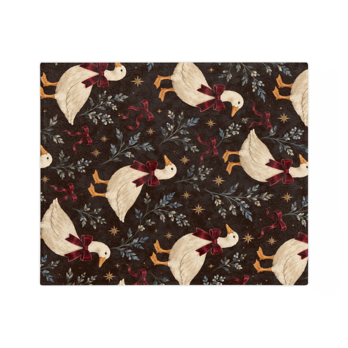 Vintage Christmas Geese Velveteen Blanket | Holiday Duck Pattern
