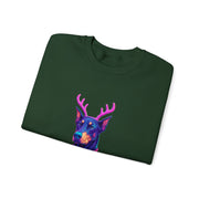 Vibrant Doberman Antlers Sweatshirt, Quirky Animal Crewneck, Cozy Holiday Gift, Fun Winter Apparel, Casual Style Top