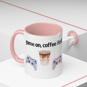 'Game On, Coffee First' Accent Coffee Mug