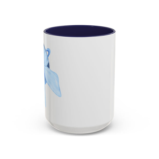 Blue Saturn Wrapped In A Blue Bow Accent Coffee Mug