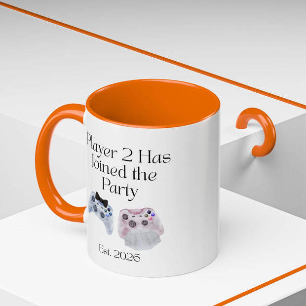 'Player 2 Has Joined The Party' 'Est. 2026' Accent Coffee Mug