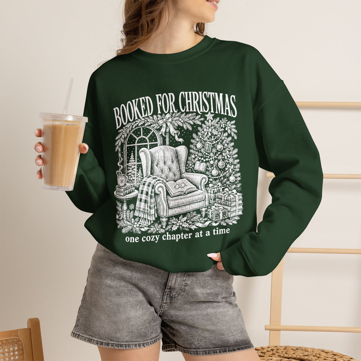 Booked for Christmas Sweatshirt, Book Lover Christmas Crewneck, Cozy Reader Sweater, Bookish Holiday Shirt, BookTok Christmas Gift