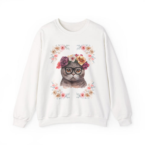 Geeky Goddess Dark Gray Cat Unisex Crewneck Sweatshirt