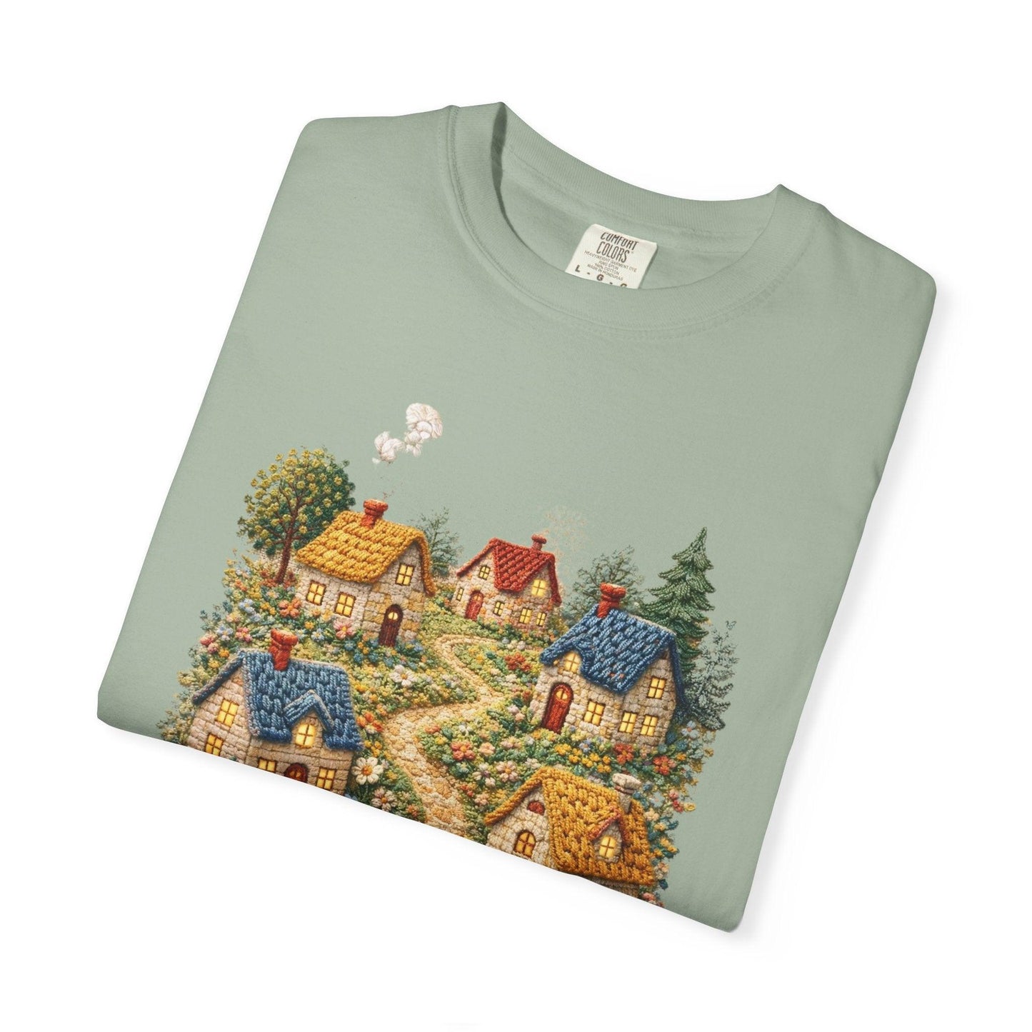 Cottage Garden Path T-shirt | Floral Village Illustration