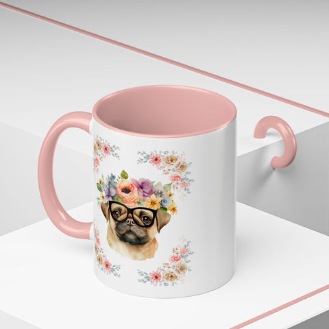 Geeky Goddess Pug Accent Coffee Mug