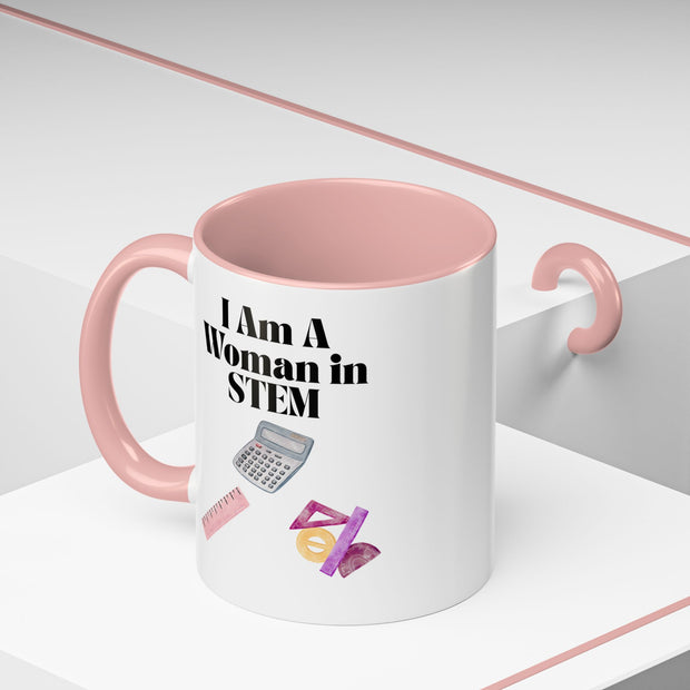 'I Am A Woman In STEM' Accent Coffee Mug
